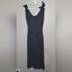 EMK Black Sleeveless Jumpsuit Wideleg Cropped Flowy Boutique Canadian Made XS